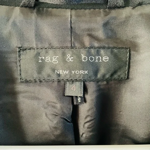 Rag & Bone Womens Navy & Black Single Button Fitted Structured Blazer | Size 4 - Picture 5 of 9